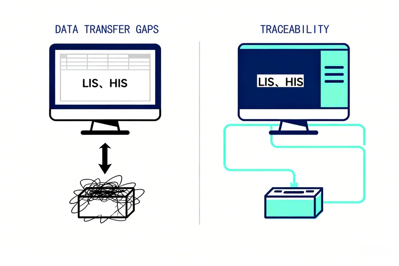 LIS and HIS data records linked to physical specimens