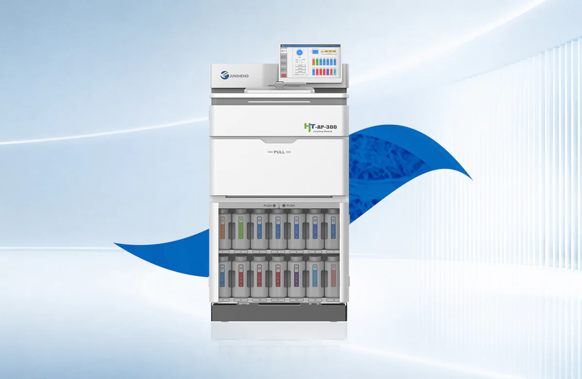HT-AP-300 single-retort tissue processor running a routine daily batch