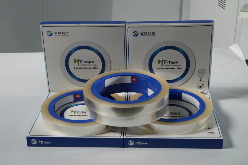 Trial rolls of coverslipping film prepared for laboratory evaluation