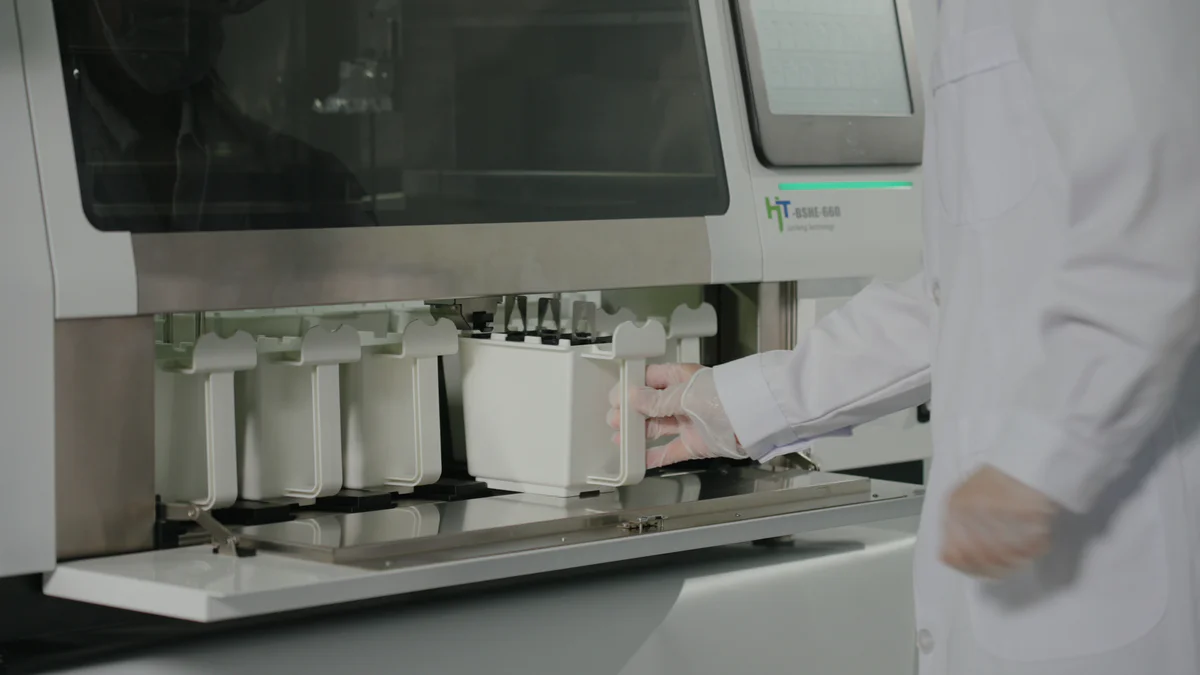 Selecting a saved staining program on the touchscreen